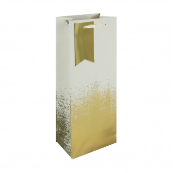 Cream Gold Distressed Bottle Bag x 12    35377-4C